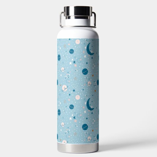 Blue Sky & Space Pattern Trinkflasche (Rückseite)