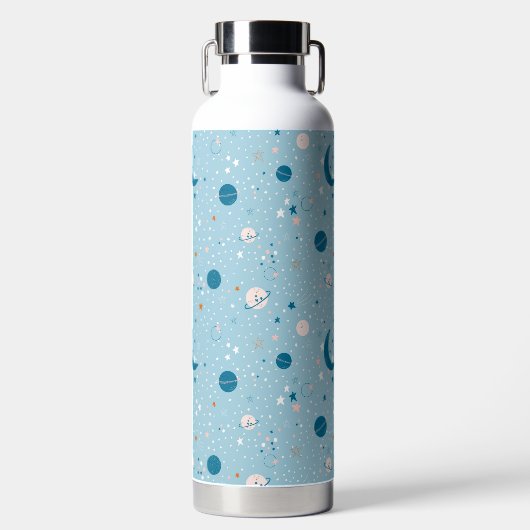 Blue Sky & Space Pattern Trinkflasche (Vorderseite)