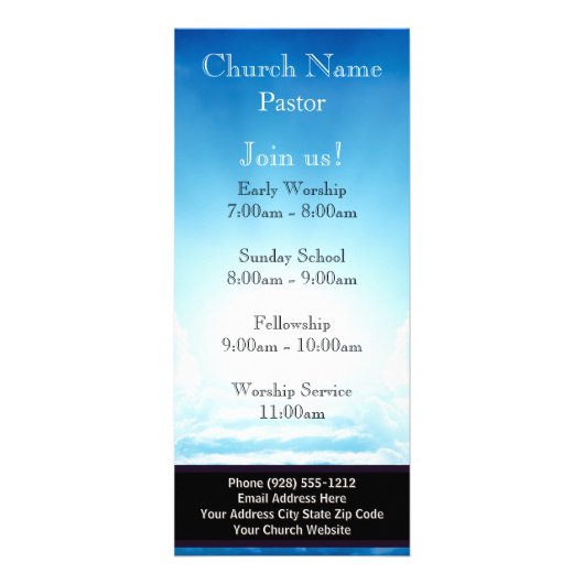 Blue Sky Stairs Church Rack Card, Beitritt zu US S Werbekarte (Vorne)