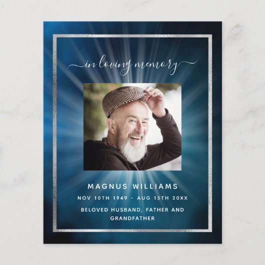 Blue Sky Star strahlend Foto Beerdigung Programm (Vorderseite)