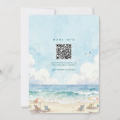 Blue Sky Summer Beach Watercolor QR Code Wedding Einladung (Rückseite)