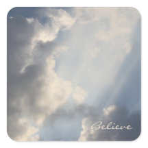 Blue Sky Sun Burst Square Sticker