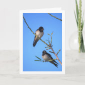 Blue Sky, Swallow Birds Portrait Karte (Vorderseite)