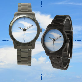 Blue Sky Swirbeln White Cloud Fotografy Armbanduhr