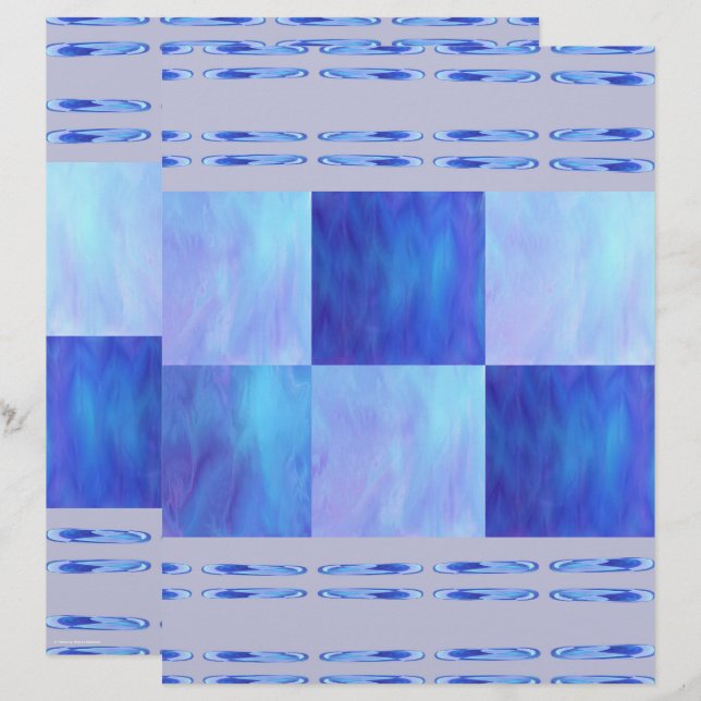 Blue Sky Tiles Scrapbook Paper 2-Sided Page (Vorne/Hinten)