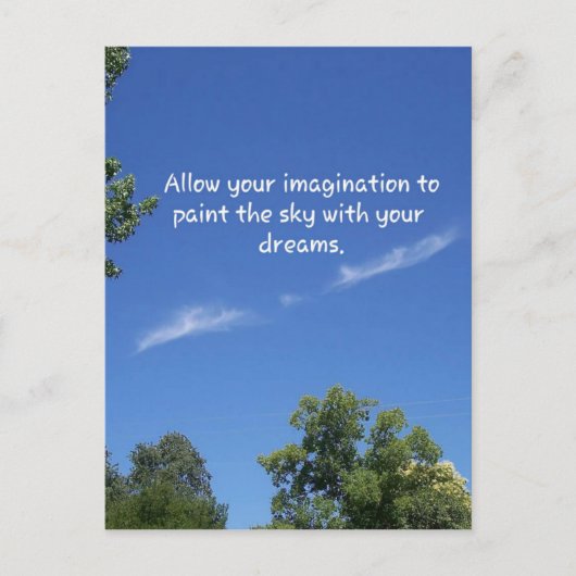 Blue Sky Tree tops Inspiration Zitat Postkarte (Vorderseite)