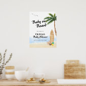 Blue Sky Tropical Beach Surf Baby Dusche Willkomme Poster (Küche)