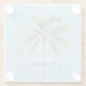 Blue Sky Tropical Palm Tree Sparkle  Glasuntersetzer (Rückseite)