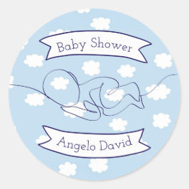 Blue Sky und Clouds Boy Baby Runder Aufkleber