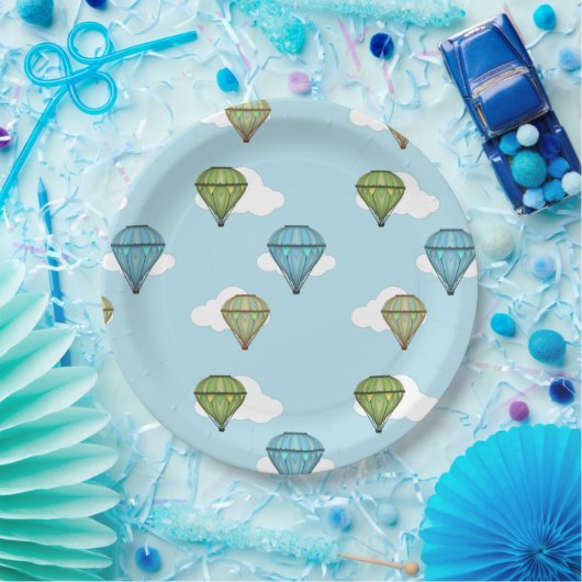 Blue Sky und Clouds Hot Air Ballon Paper Teller (Party)