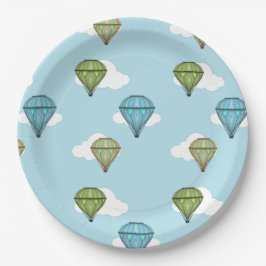 Blue Sky und Clouds Hot Air Ballon Paper Teller