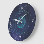 Blue Sky und Globe um Mitternacht Große Wanduhr (Winkel)