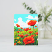 Blue Sky und Poppies Postkarte (Stehend Vorderseite)