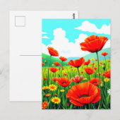 Blue Sky und Poppies Postkarte (Vorne/Hinten)