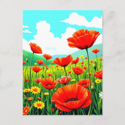 Blue Sky und Poppies Postkarte (Vorderseite)