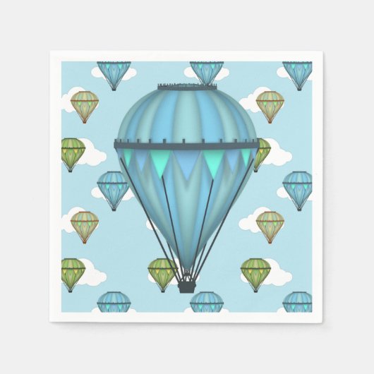 Blue Sky und Wolken Hot Air Ballon Papier Napkins Serviette (Vorderseite)