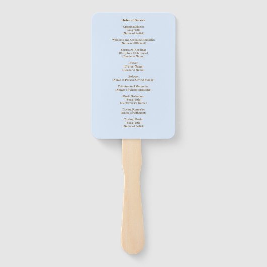 Blue Sky Verlasst Beerdigungsorden Fächer (Rückseite)