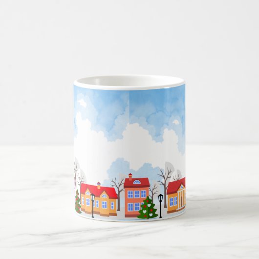 Blue Sky Vorstädte zu Weihnachten Kaffeetasse (Mittel)