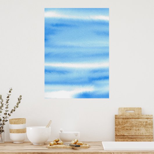 Blue Sky Watercolor Abstrakt Poster (Küche)