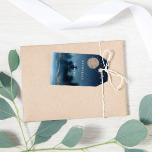 Blue Sky Watercolor Landscape Wedding Monogram Geschenkanhänger