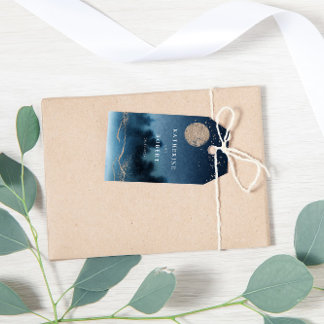 Blue Sky Watercolor Landscape Wedding Monogram Geschenkanhänger