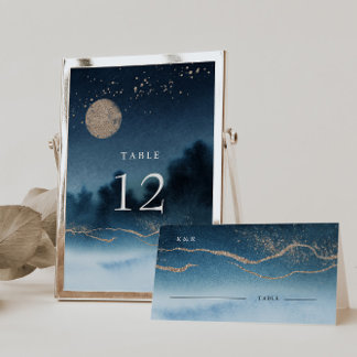 Blue Sky Watercolor Landschaft Hochzeitsstimmung P Platzkarte