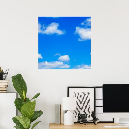 Blue Sky White Clouds Himmlischer Cloud-Hintergrun Poster (Heimbüro)