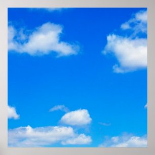 Blue Sky White Clouds Himmlischer Cloud-Hintergrun Poster