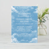 Blue Sky White Clouds Life Celebration Einladung (Stehend Vorderseite)