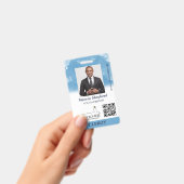 Blue Sky White Clouds Logo QR Code Church ID Ausweis (Handheld)