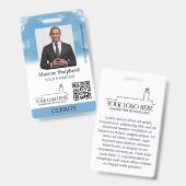 Blue Sky White Clouds Logo QR Code Church ID Ausweis (Front & Back)