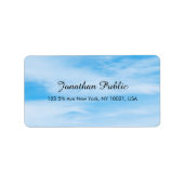 Blue Sky White Clouds Moderne Elegant handschriftl Adressaufkleber (Vorne)