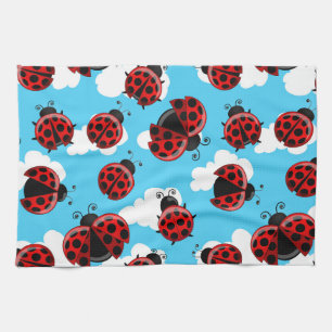 Blue Sky White Clouds Red Ladybug Beetle Geschirrtuch