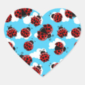Blue Sky White Clouds Red Ladybug Käfer Herz-Aufkleber (Vorderseite)