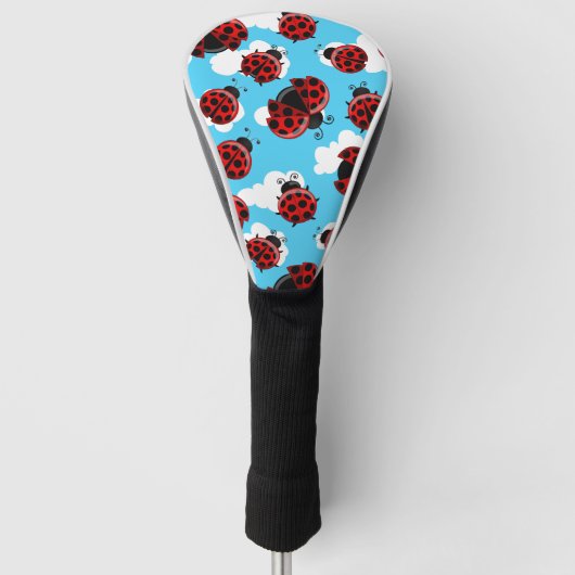 Blue Sky White Clouds Red Ladybug Käfer Insekt Golf Headcover (Vorderseite)
