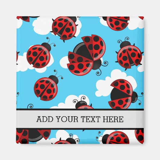 Blue Sky White Clouds Red Ladybug Käfer Insekt Magnet (Vorne)