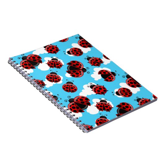 Blue Sky White Clouds Red Ladybug Käfer Notizblock (Rechte Seite)
