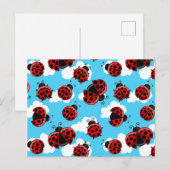 Blue Sky White Clouds Red Ladybug Käfer Postkarte (Vorne/Hinten)