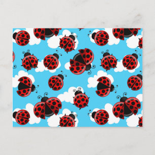 Blue Sky White Clouds Red Ladybug Käfer Postkarte
