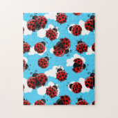 Blue Sky White Clouds Red Ladybug Käfer Puzzle (Vertikal)
