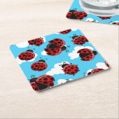 Blue Sky White Clouds Red Ladybug Käfer Rechteckiger Pappuntersetzer (angewinkelt)
