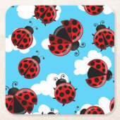 Blue Sky White Clouds Red Ladybug Käfer Rechteckiger Pappuntersetzer (Vorderseite)