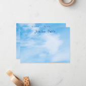 Blue Sky White Clouds Template Custom Calligraphy Mitteilungskarte (Vorderseite/Rückseite Beispiel)