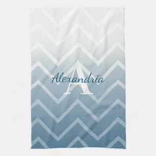 Blue Sky White Zickzack Geschirrtuch