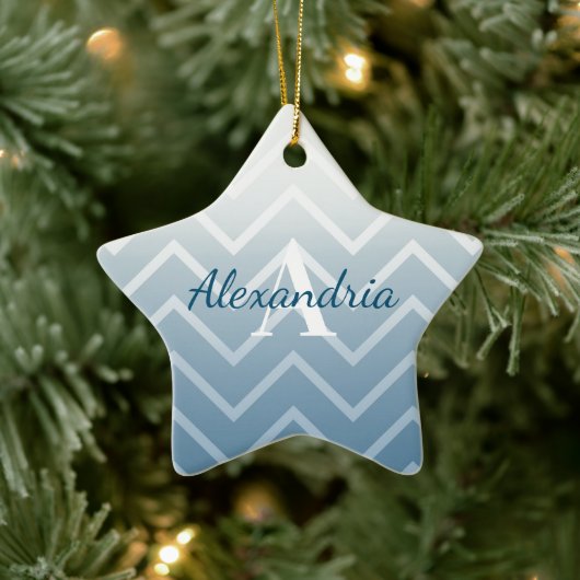 Blue Sky White Zickzack Keramik Ornament (Baum)