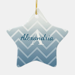 Blue Sky White Zickzack Keramik Ornament