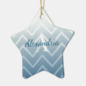 Blue Sky White Zickzack Keramik Ornament (Links)