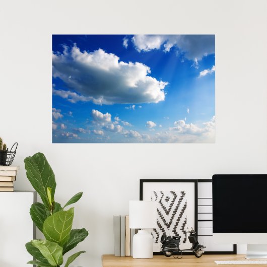 Blue sky with cloud closeup. poster (Heimbüro)