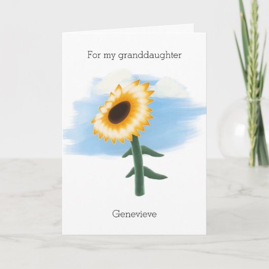 Blue Sky Yellow Sunflower Grandtochter Geburtstag Karte (Vorderseite)