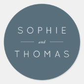 Blue Slate Wedding Runder Aufkleber (Vorderseite)